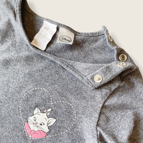 H&M x Disney Aristocats Toddler 18-24M Gray Long-Sleeve Tee w/ Snap Open - Picture 3 of 5